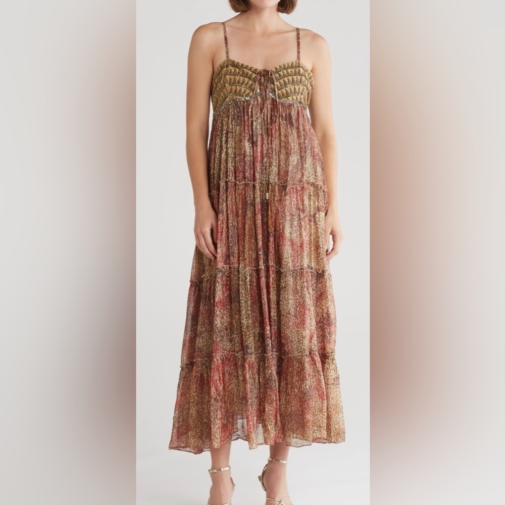 Raga Zuri Empire Dress In Gold